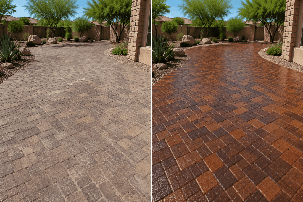 before_and_after_paver_sealing_restoration_phoenix_arizona